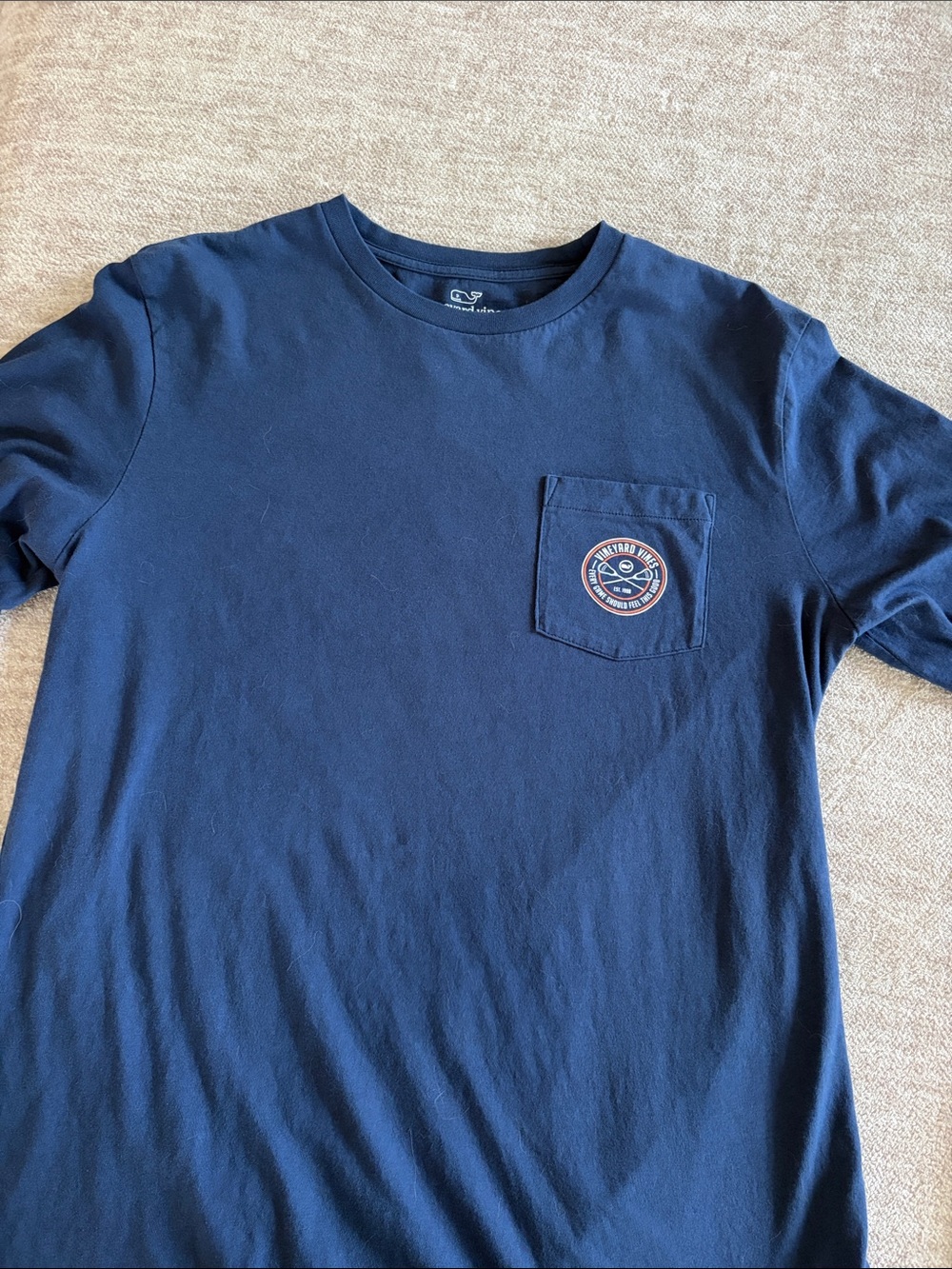 Vineyard Vines Men's Navy Short-Sleeve Pocket Tee with Logo Patch